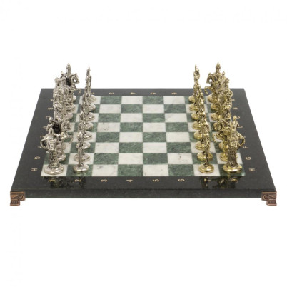 Подарочные шахматы &quot;Русь&quot; доска 40х40 см мрамор шабровский змеевик