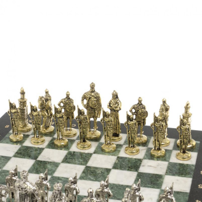 Подарочные шахматы &quot;Русь&quot; доска 40х40 см мрамор шабровский змеевик