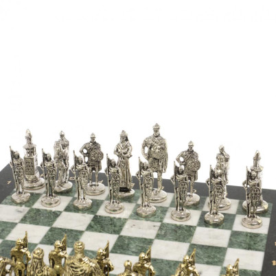 Подарочные шахматы &quot;Русь&quot; доска 40х40 см мрамор шабровский змеевик