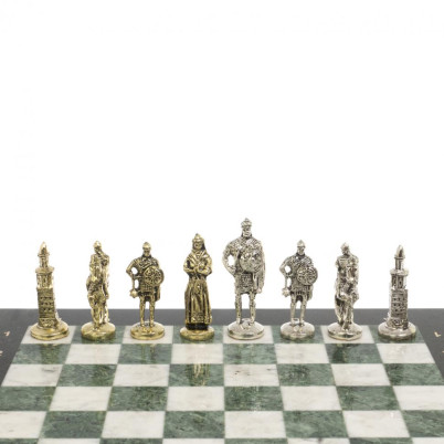 Подарочные шахматы &quot;Русь&quot; доска 40х40 см мрамор шабровский змеевик