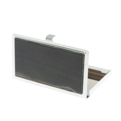 Карманная визитница из соколиного глаза цвет серебро