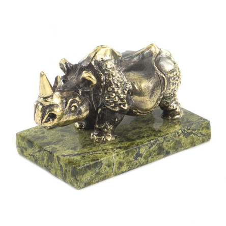 Статуэтка из бронзы и змеевика "Носорог" бронза змеевик