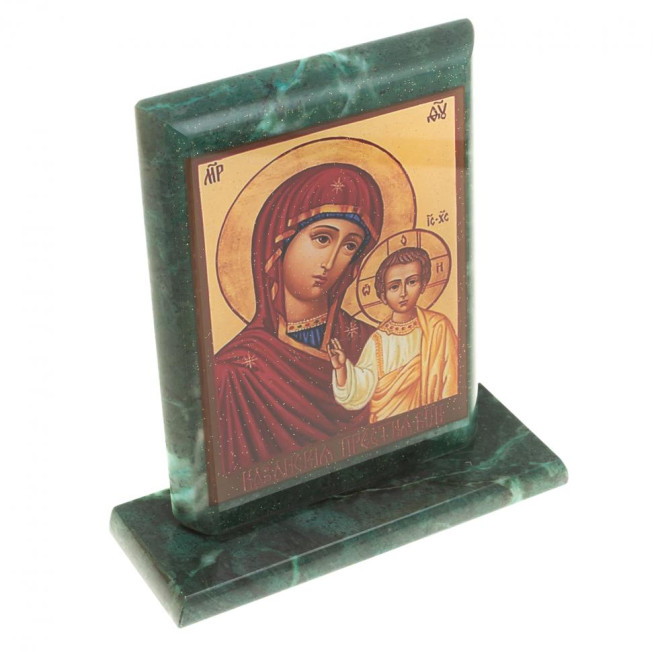 Икона "Казанская БМ" змеевик 15х5х15,5 см