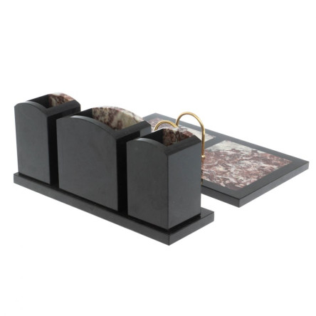 Настольный набор "Канцелярский" из креноида с часами