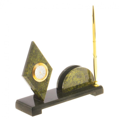 Мини-набор с часами &quot;Ромб&quot; камень змеевик