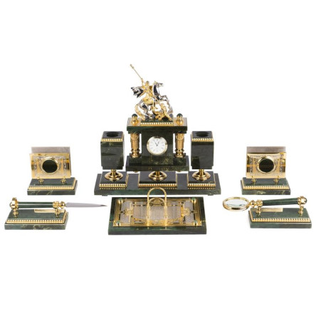 Настольный набор из нефрита "Георгий Победоносец"