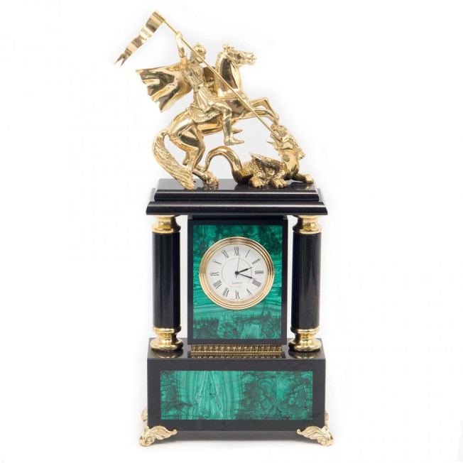 Часы из натурального малахита &quot;Георгий Победоносец&quot;