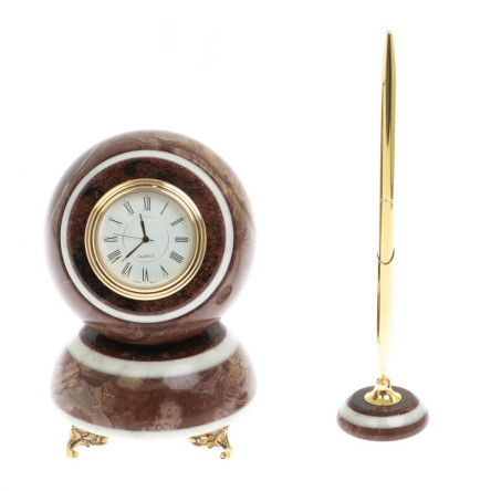 Часы шар "Антистресс" из лемезита с ручкой