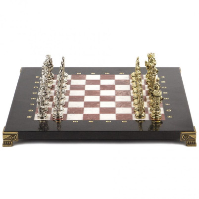 Шахматы подарочные "Рыцари" 28х28 см лемезит мрамор