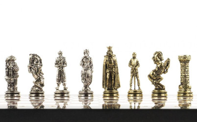 Шахматы подарочные "Рыцари" 28х28 см лемезит мрамор