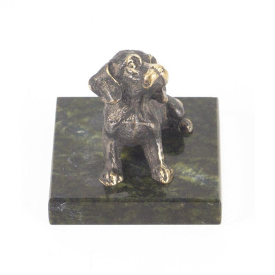 Статуэтка &quot;Собачка средняя №8&quot; бронза змеевик