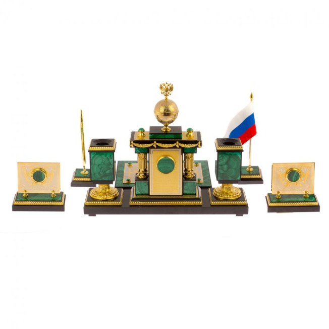 Письменный набор из малахита &quot;Держава&quot; Златоуст