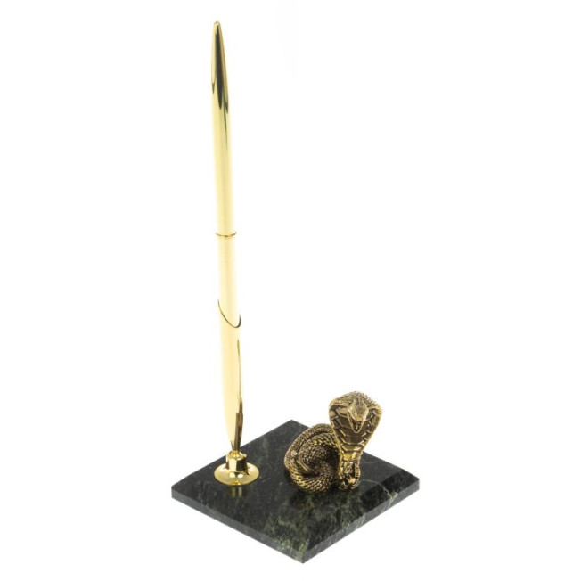 Подставка под ручку &quot;Кобра&quot; бронза змеевик 7х7х18 см