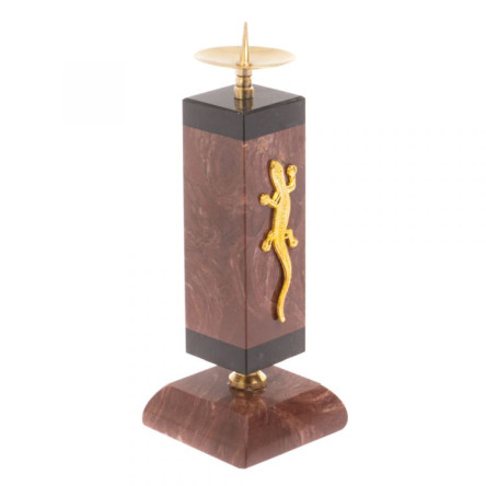 Подсвечник с ящерицей камень лемезит 4,5х4,5х13 см