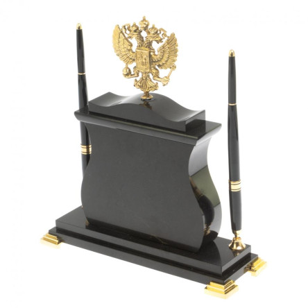 Настольные часы "Герб России" из яшмы