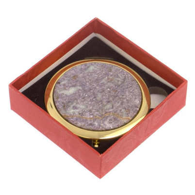 Карманное зеркальце камень лепидолит золото