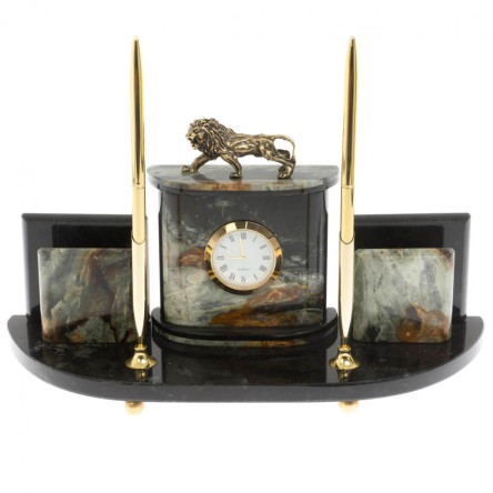 Настольный прибор "Лев" из офиокальцита