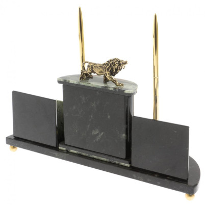 Настольный прибор &quot;Лев&quot; из офиокальцита