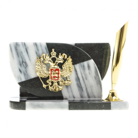 Визитница "Шахматная" из мрамора и змеевика