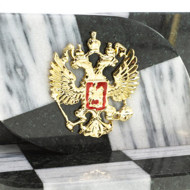 Визитница "Шахматная" из мрамора и змеевика