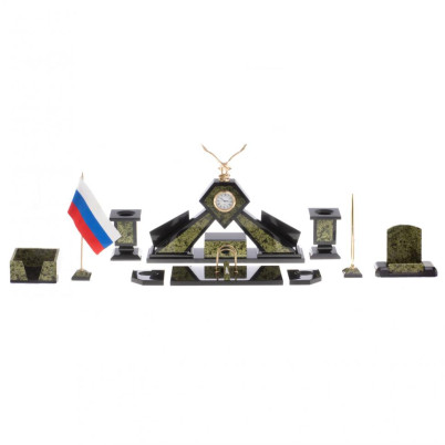 Письменный набор &quot;Орел&quot; змеевик бронза