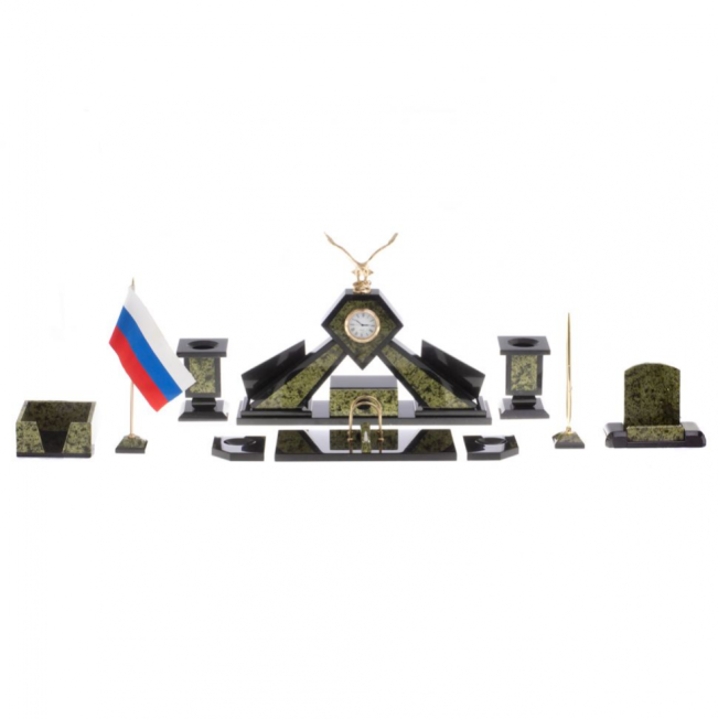 Письменный набор &quot;Орел&quot; змеевик бронза