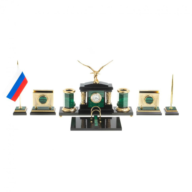 Письменный набор "Парящий орел" из малахита Златоуст