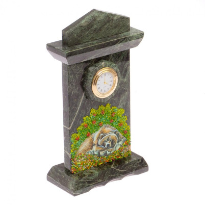 Часы &quot;Медведь&quot; змеевик бронза