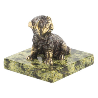 Статуэтка из бронзы и змеевика &quot;Собачка средняя №10&quot;