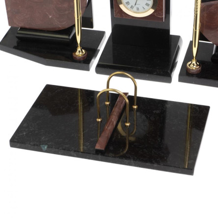 Настольный набор с гербом и флагом России камень лемезит