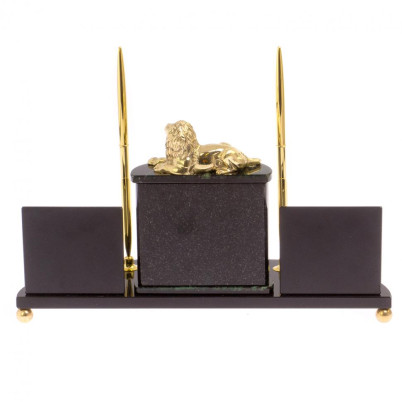 Настольный прибор &quot;Лев&quot; камень нефрит