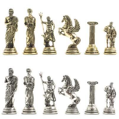 Шахматы "Подвиги Геракла" доска 28х28 см из камня лемезит мрамор