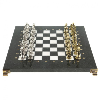 Шахматы "Атлас" доска 28х28 см из камня мрамор