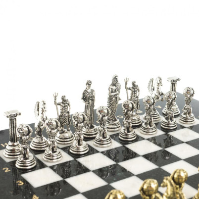 Шахматы "Атлас" доска 28х28 см из камня мрамор