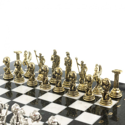 Шахматы "Атлас" доска 28х28 см из камня мрамор