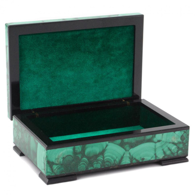 Малахитовая шкатулка для украшений 12х8х4,5 см