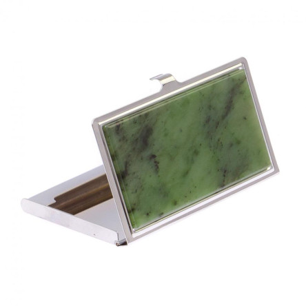 Карманная визитница с нефритом цвет серебро