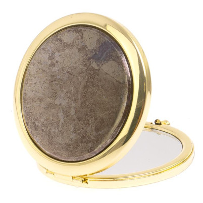 Карманное зеркальце круглое из борнита цвет золото