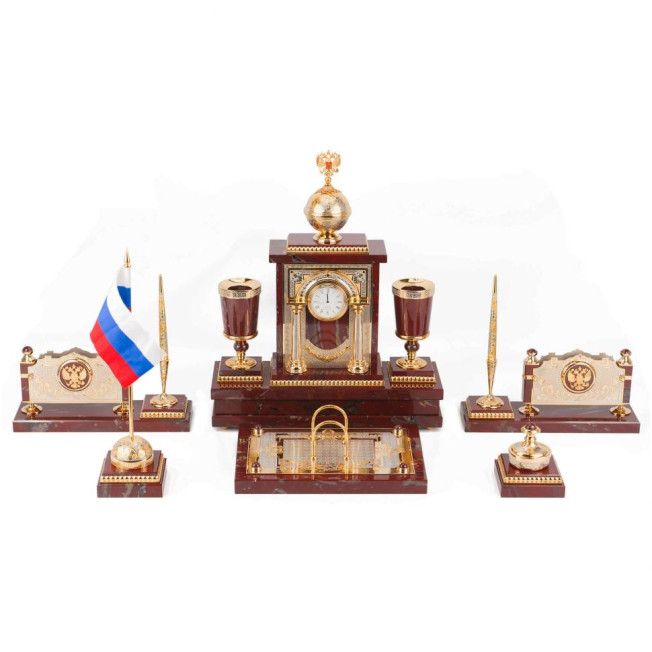 Настольный набор &quot;Держава&quot; из яшмы