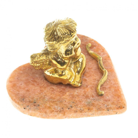 Статуэтка из бронзы на подставке из мрамора "Ангел на сердце"