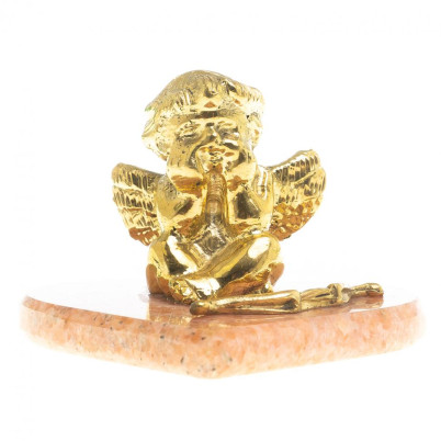 Статуэтка из бронзы на подставке из мрамора &quot;Ангел на сердце&quot;