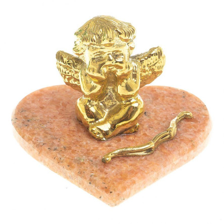 Статуэтка из бронзы на подставке из мрамора "Ангел на сердце"