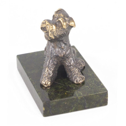 Статуэтка с фигуркой собаки &quot;Ризеншнауцер&quot; бронза змеевик