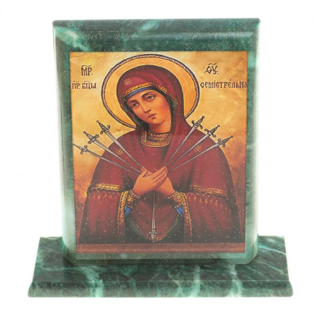 Икона "Семистрельная" змеевик 15х5х15,5 см