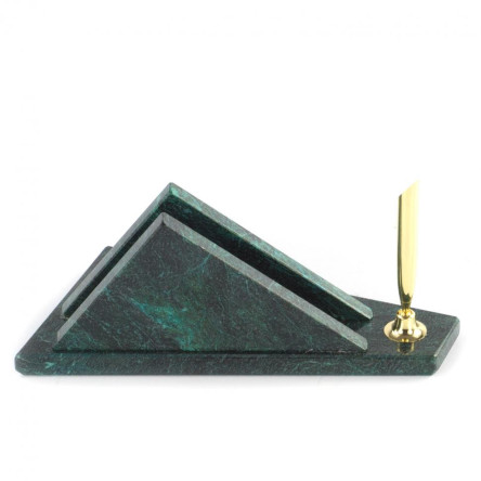 Визитница настольная с гербом России из змеевика