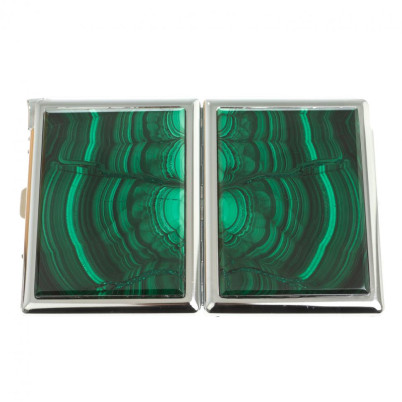 Портсигар на 10 сигарет с зажигалкой камень малахит