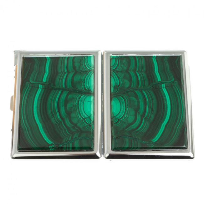 Портсигар на 10 сигарет с зажигалкой камень малахит