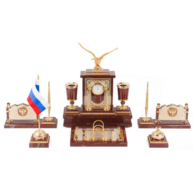 Настольный набор &quot;Орел&quot; из яшмы