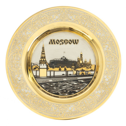 Тарелка с гравюрой &quot;Москва&quot; 12 см в подарочной упаковке Златоуст