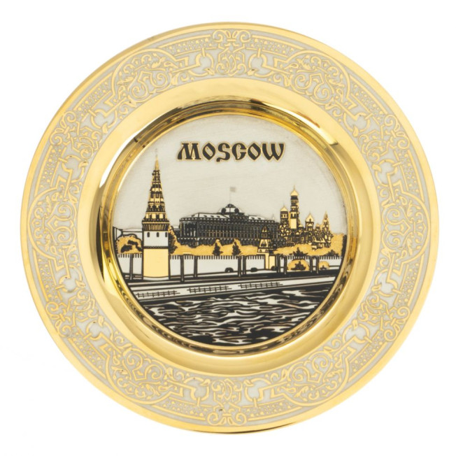 Тарелка с гравюрой &quot;Москва&quot; 12 см в подарочной упаковке Златоуст